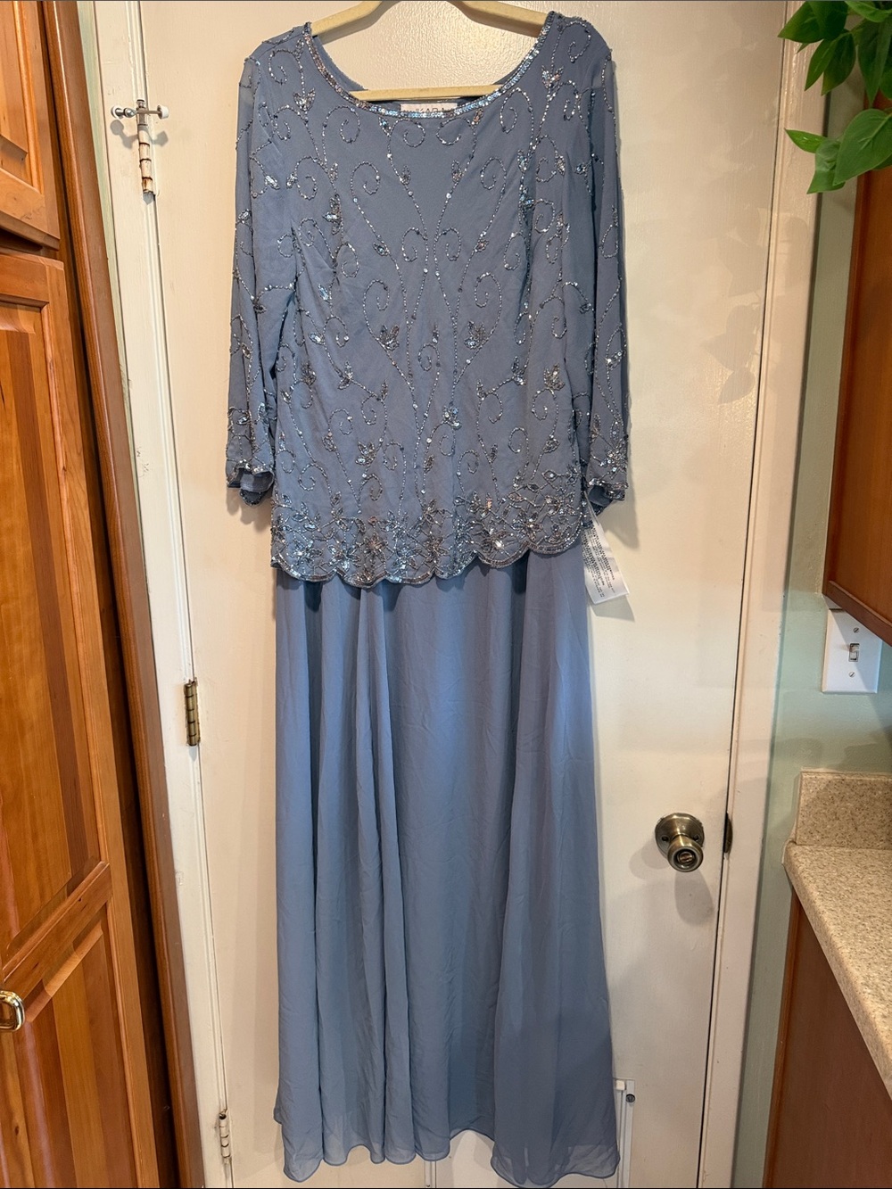 J Kara Womens Beaded Scallop Bodice Asymmetrical Gown - 16